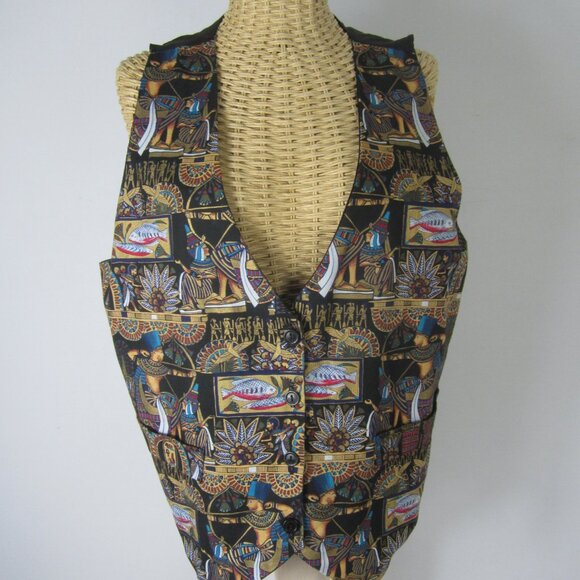 Vintage Robyn-Lyn Women Medium Sleeveless Button Front Egyptian Fish Cotton - Picture 9 of 9